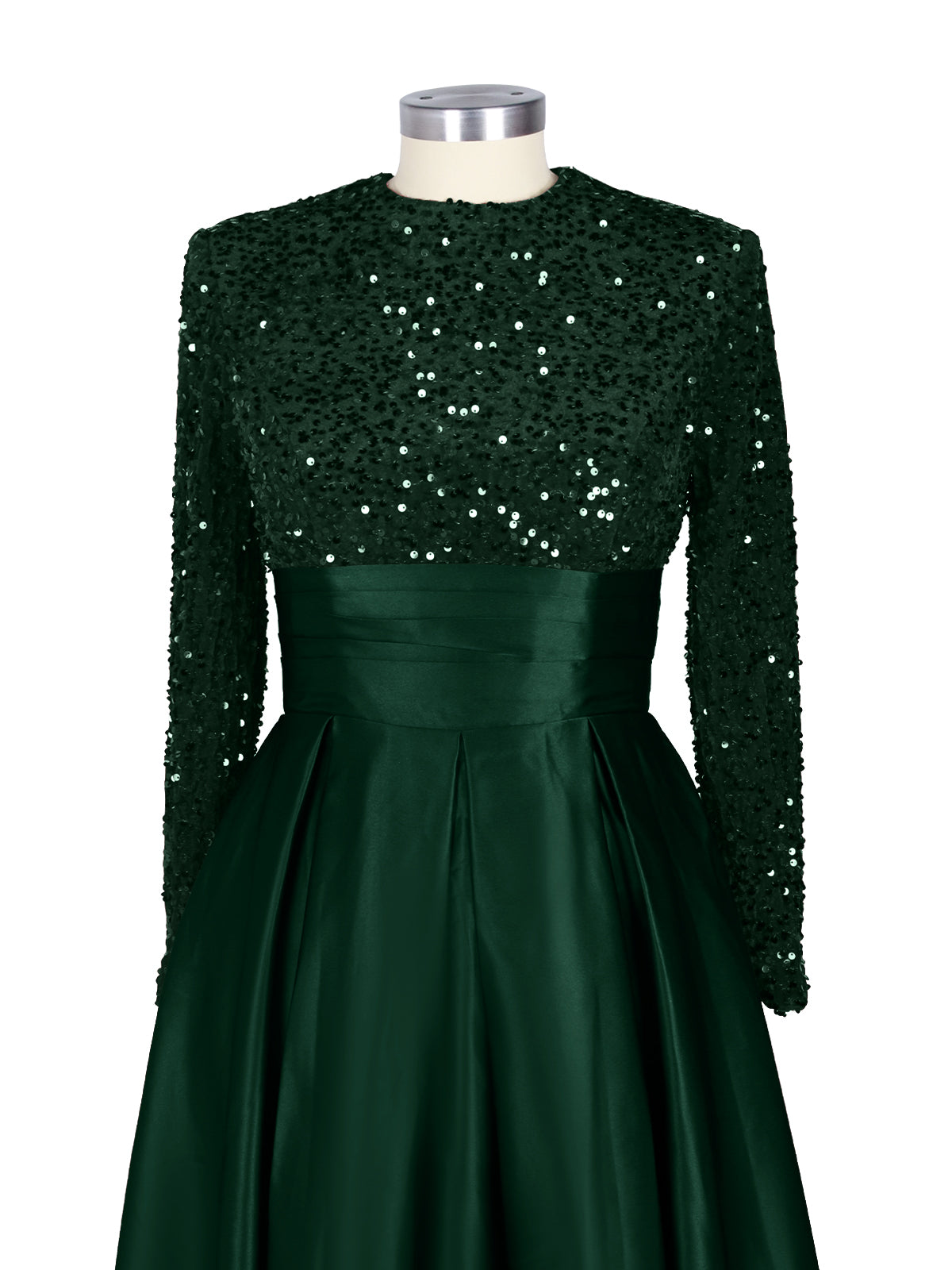 Sequined Boat Long Sleeves Dress 