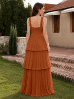 Chiffon Bridesmaid Dress with Tiered Design