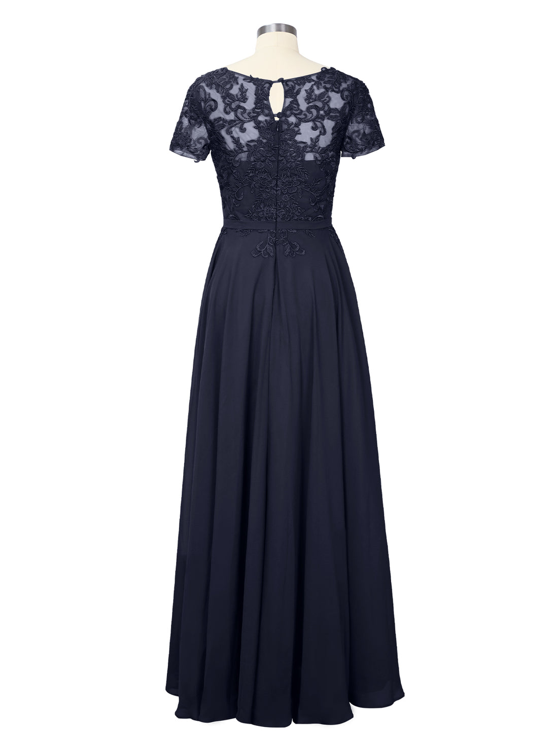 Illusion Applique Chiffon Dress 