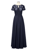 Illusion Applique Chiffon Dress 