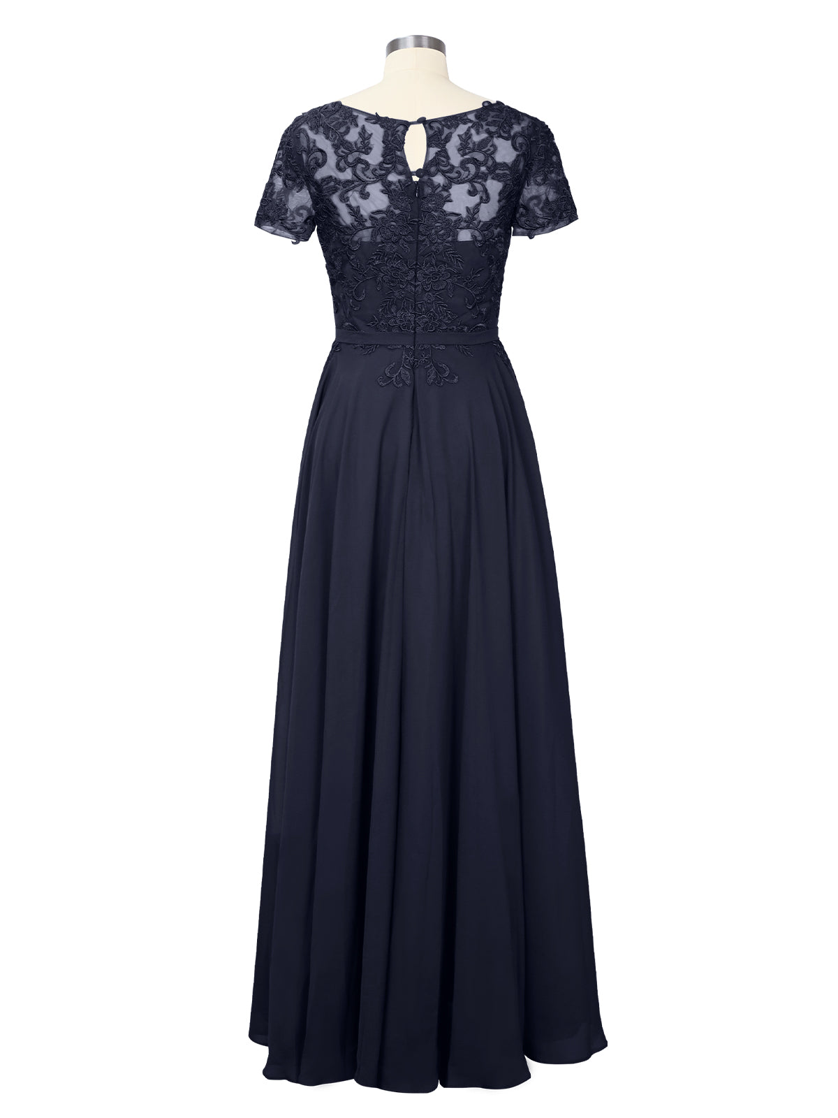 Illusion Applique Chiffon Dress 