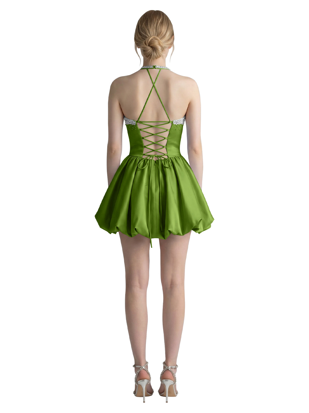 Beading Bubble Hem Mini Dress 