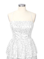 Sequined Halter Flare Mini Dress 
