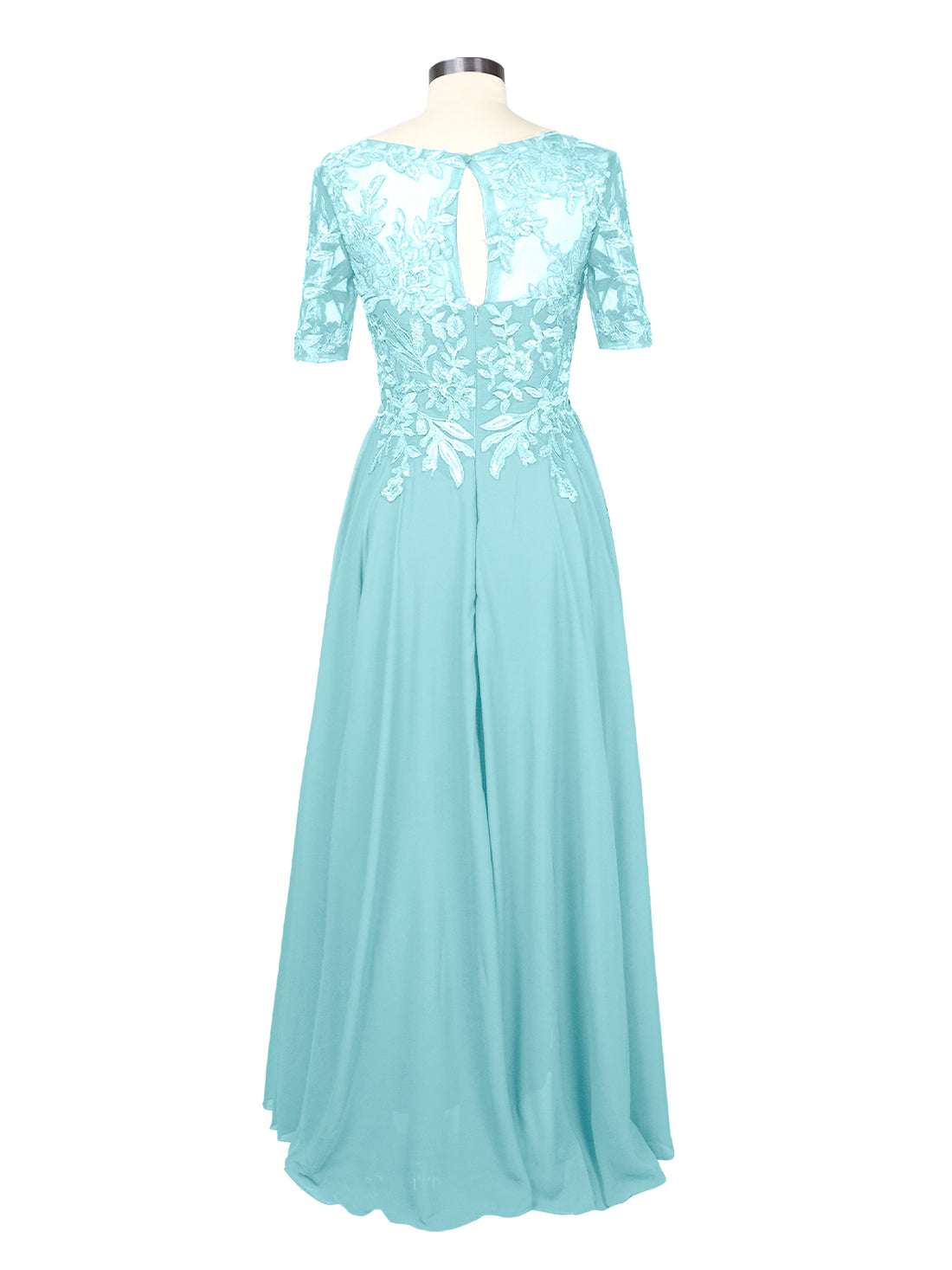 Applique Half Sleeves Chiffon Dress 