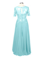 Applique Half Sleeves Chiffon Dress 