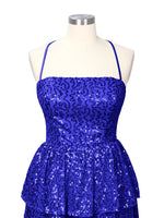 Sequined Halter Flare Mini Dress 