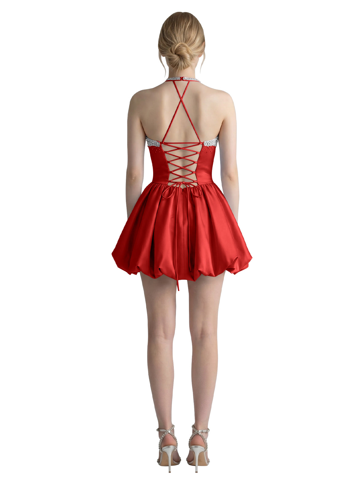 Beading Bubble Hem Mini Dress 