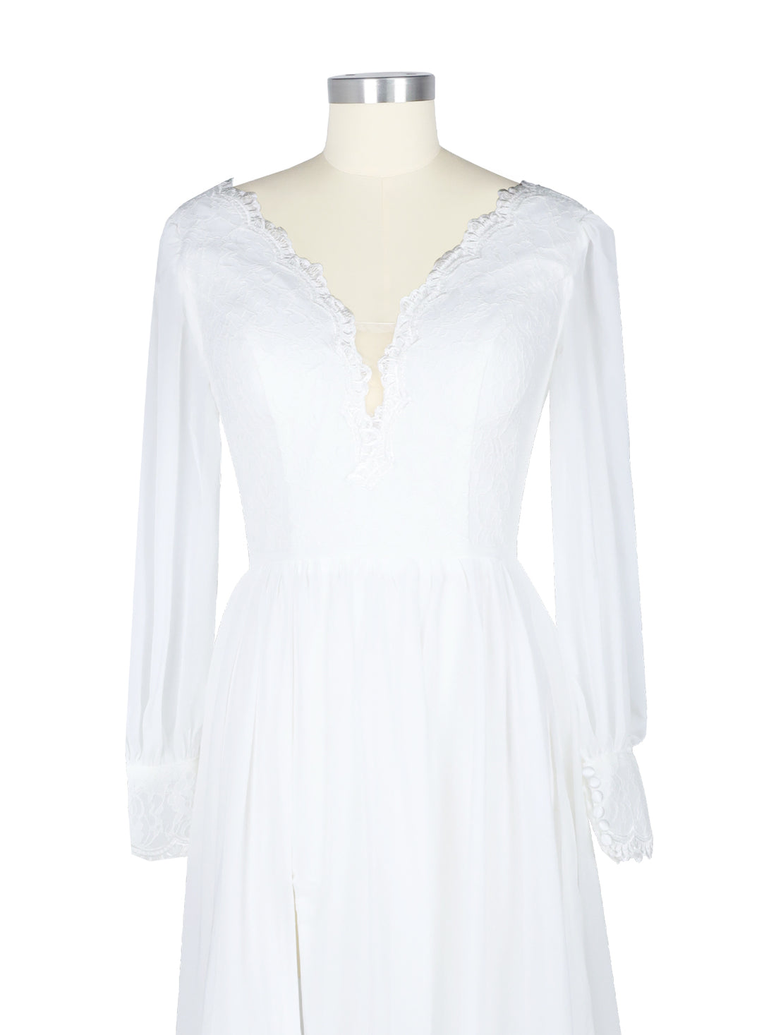 Lace V-Neck Slit Wedding Dress 