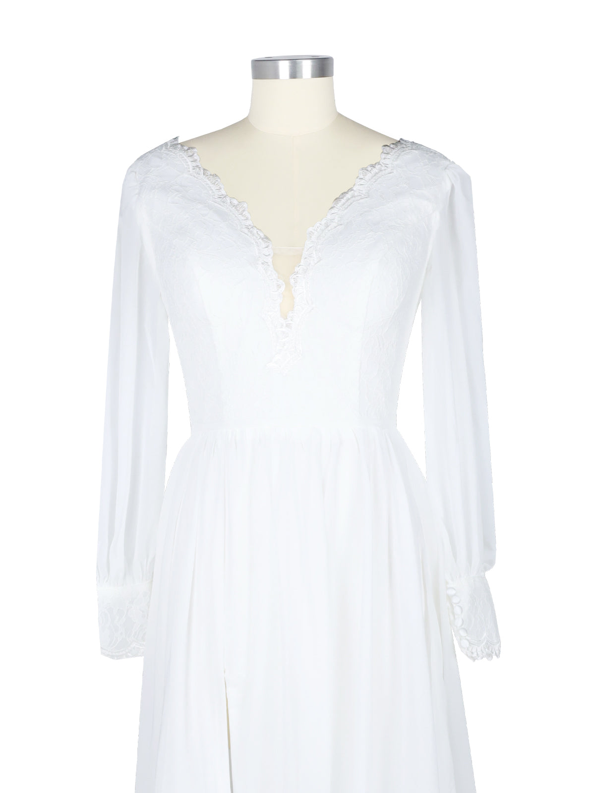 Lace V-Neck Slit Wedding Dress 