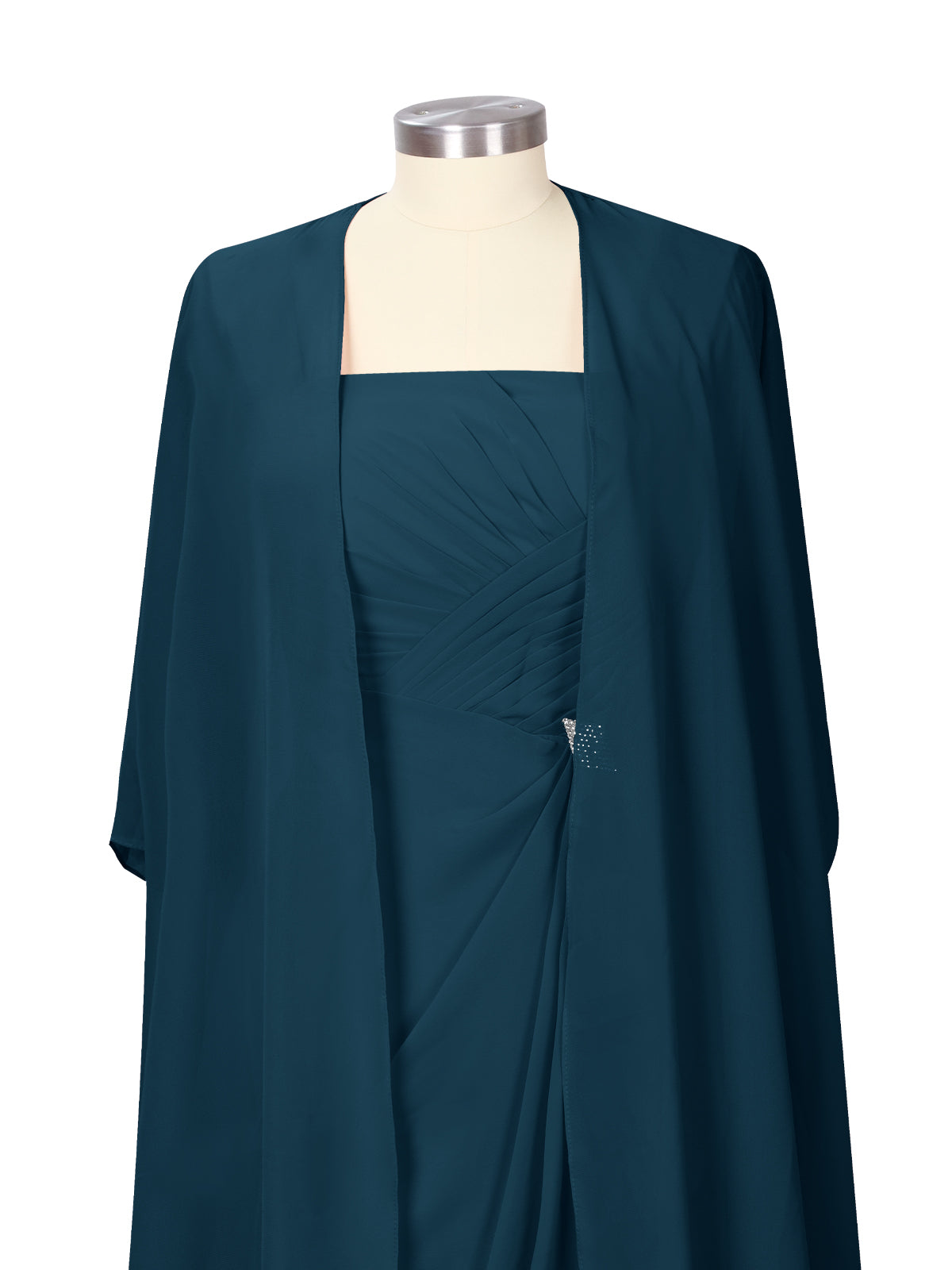 Ruched Chiffon Two-Piece Dress Set 