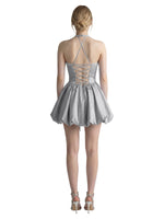 Beading Bubble Hem Mini Dress 