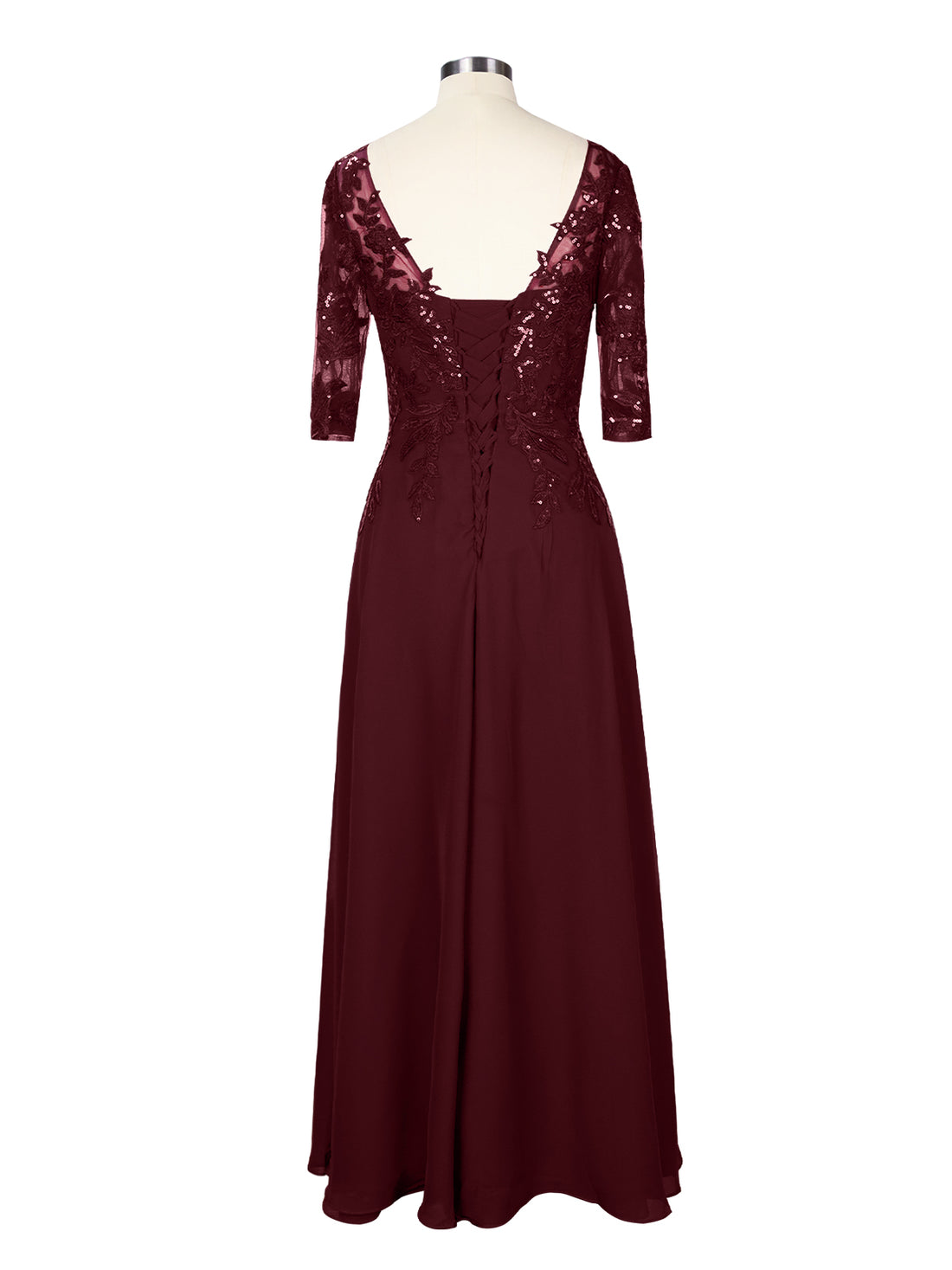 Applique V-Neck Chiffon Dress 