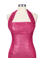 Halter Sequin Sheath Mini Dress 