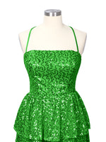 Sequined Halter Flare Mini Dress 