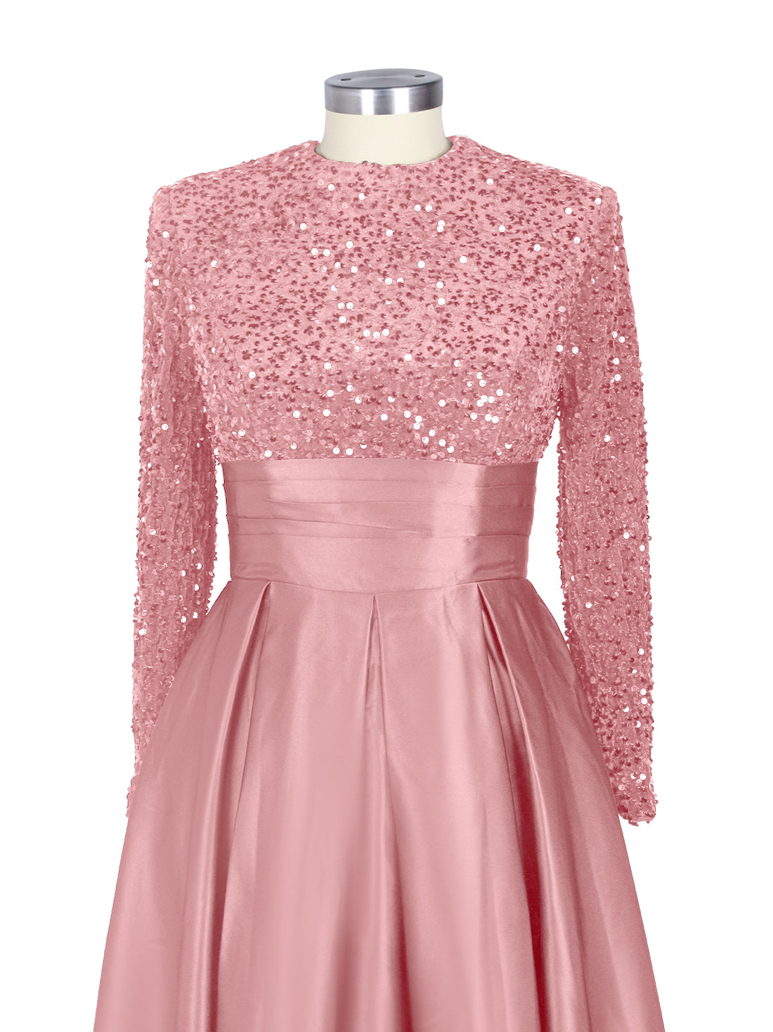 Sequined Boat Long Sleeves Dress 