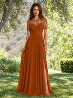 Lace Mother of the Bride Dress with Illusion Neckline 
