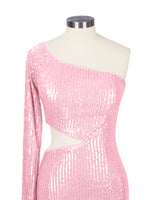 Waist Cutout One Shoulder Mini Dress 