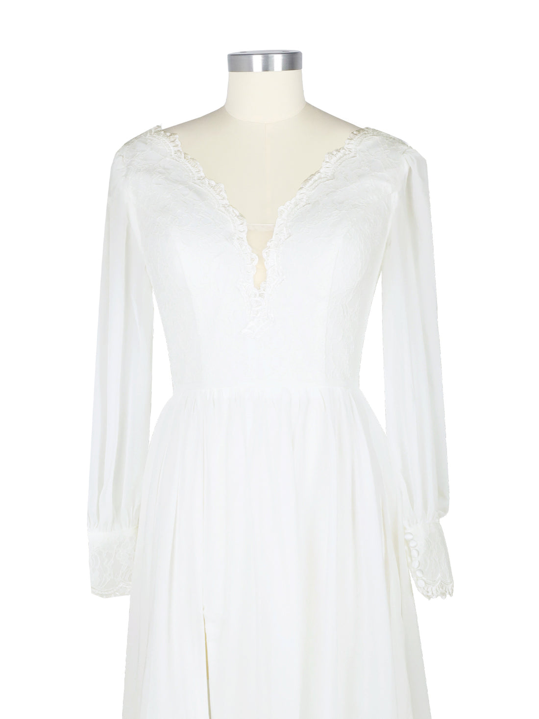 Lace V-Neck Slit Wedding Dress 