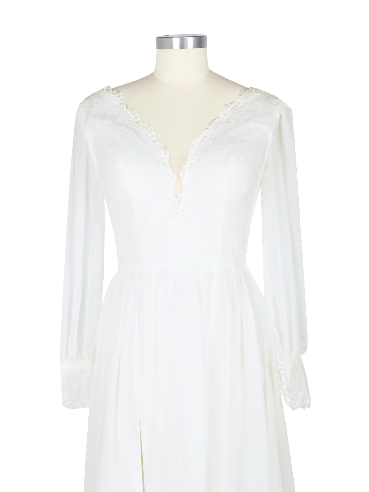 Lace V-Neck Slit Wedding Dress 