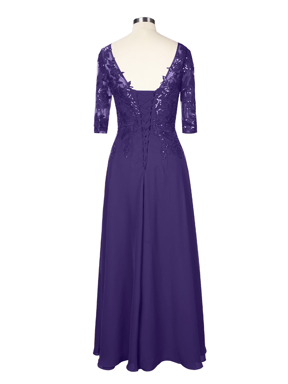 Applique V-Neck Chiffon Dress 