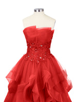 Tiered Strapless Prom Dress 