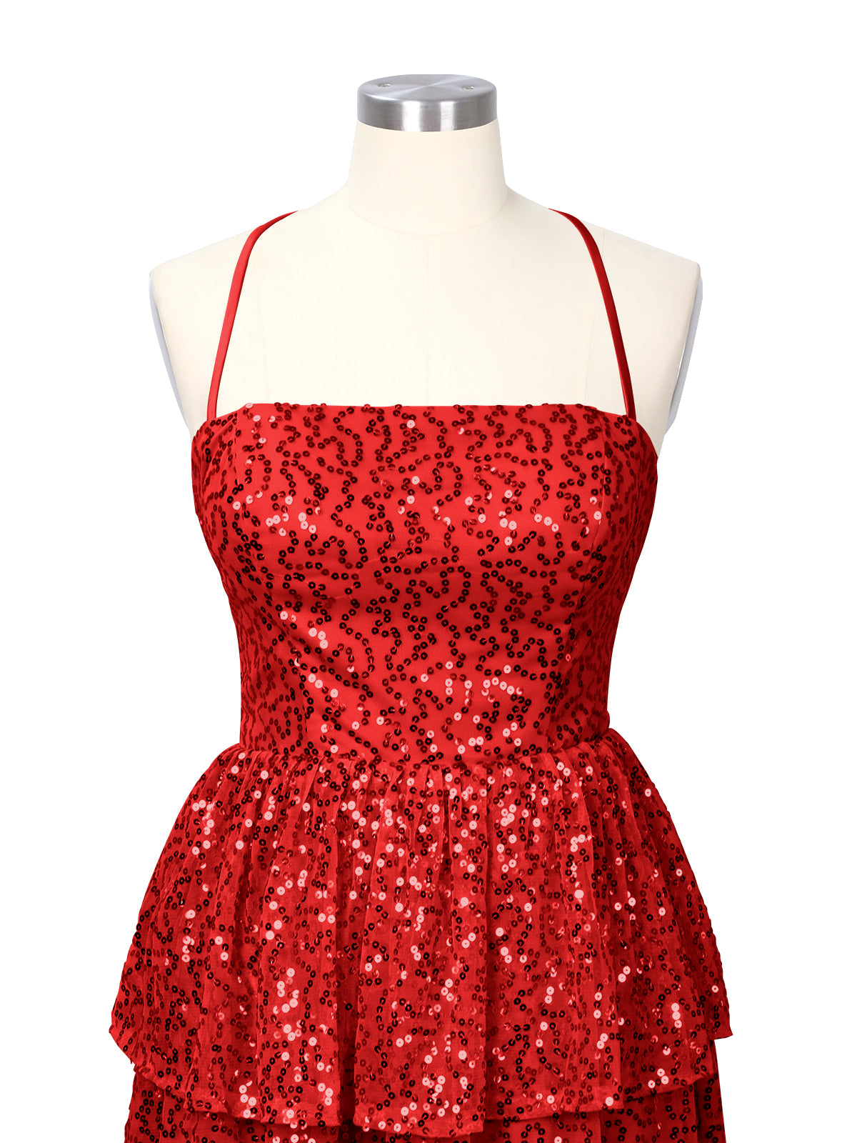 Sequined Halter Flare Mini Dress 