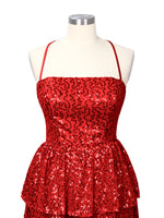 Sequined Halter Flare Mini Dress 