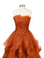 Tiered Strapless Prom Dress 
