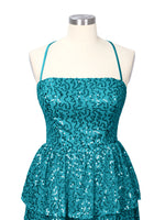 Sequined Halter Flare Mini Dress 