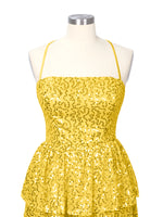 Sequined Halter Flare Mini Dress 