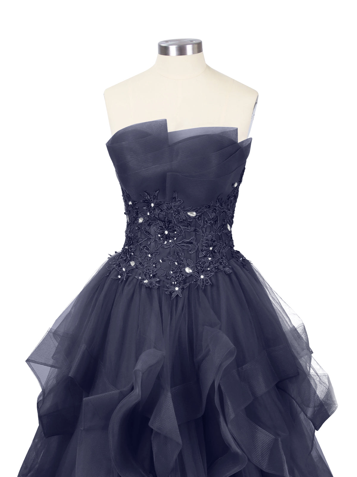 Tiered Strapless Prom Dress 