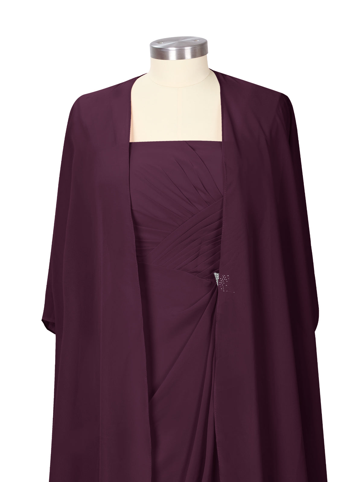 Ruched Chiffon Two-Piece Dress Set 