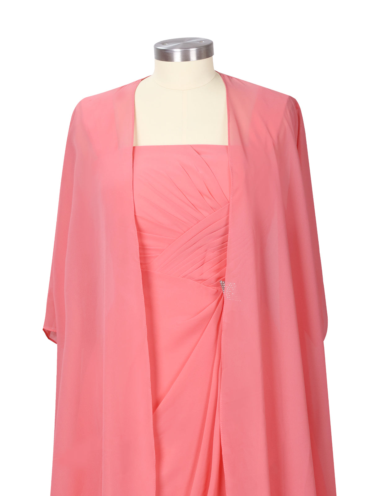 Ruched Chiffon Two-Piece Dress Set 