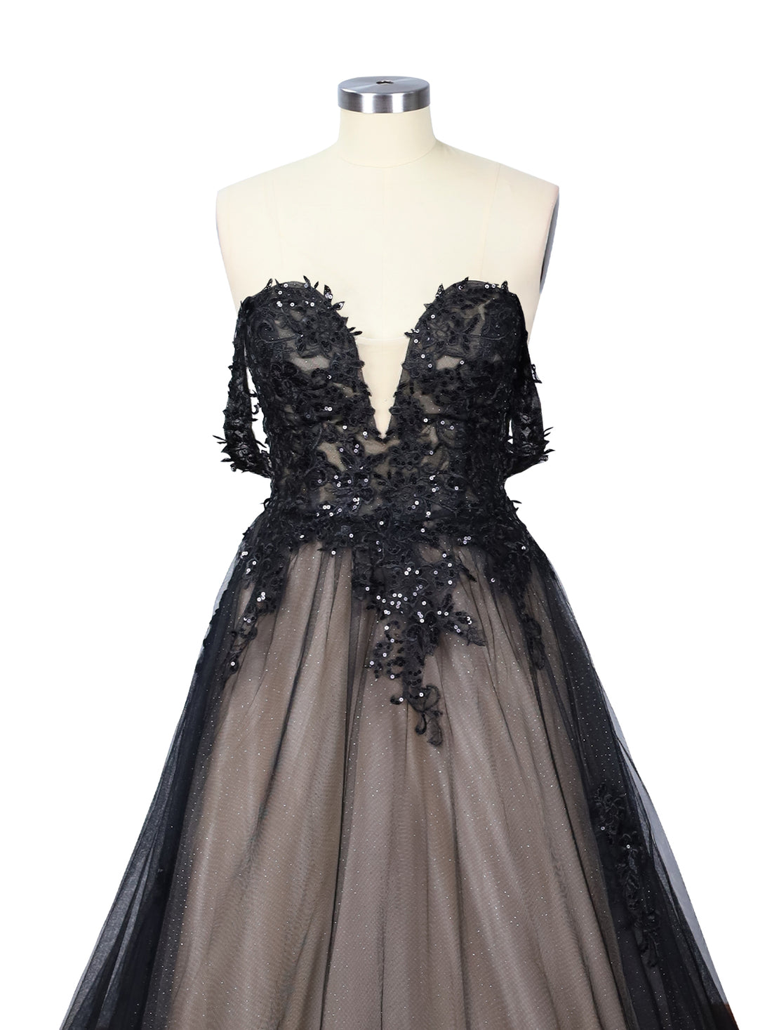 Applique Sequined Tulle Wedding Dress 