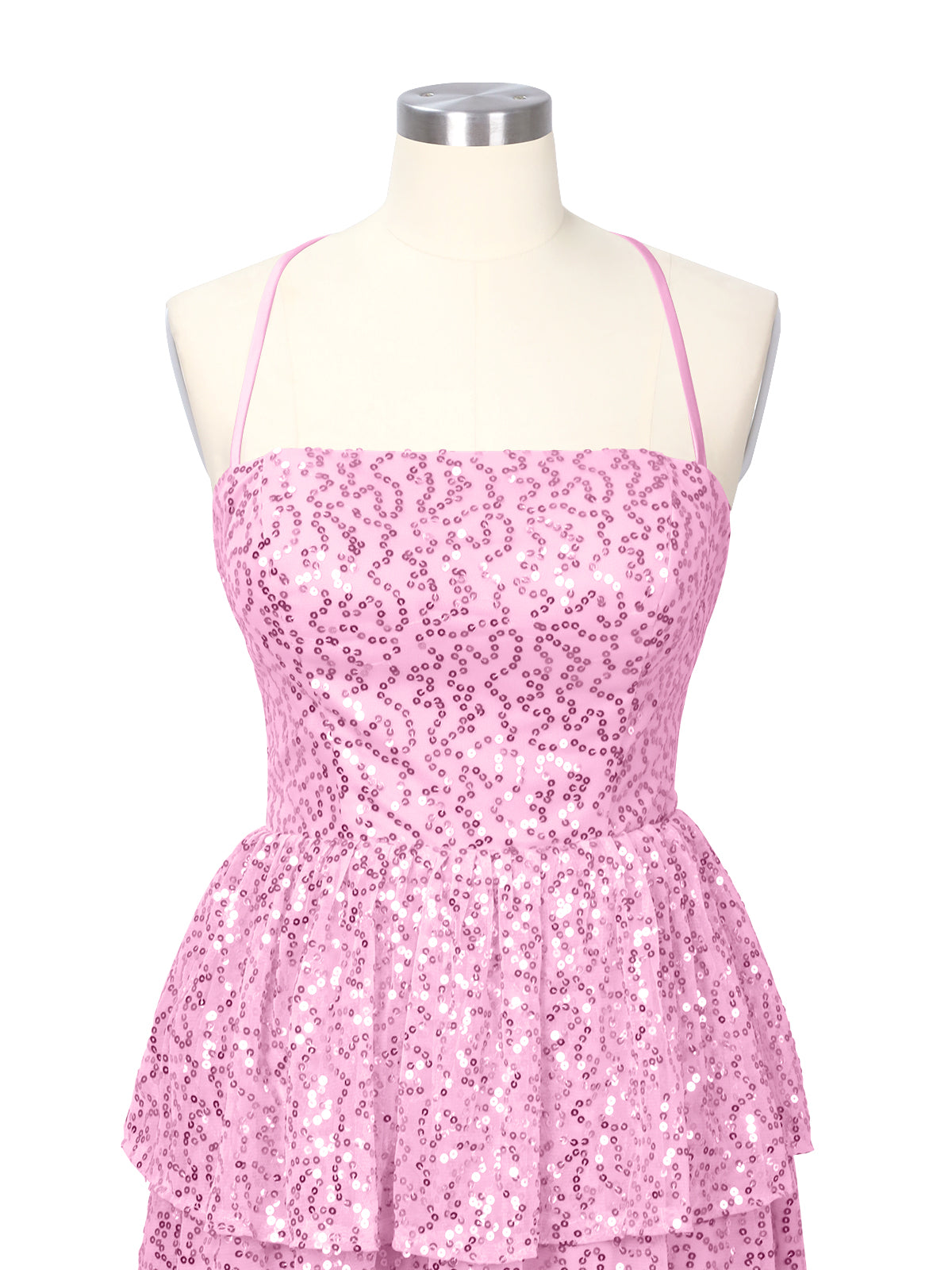 Sequined Halter Flare Mini Dress 