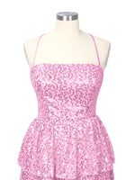 Sequined Halter Flare Mini Dress 