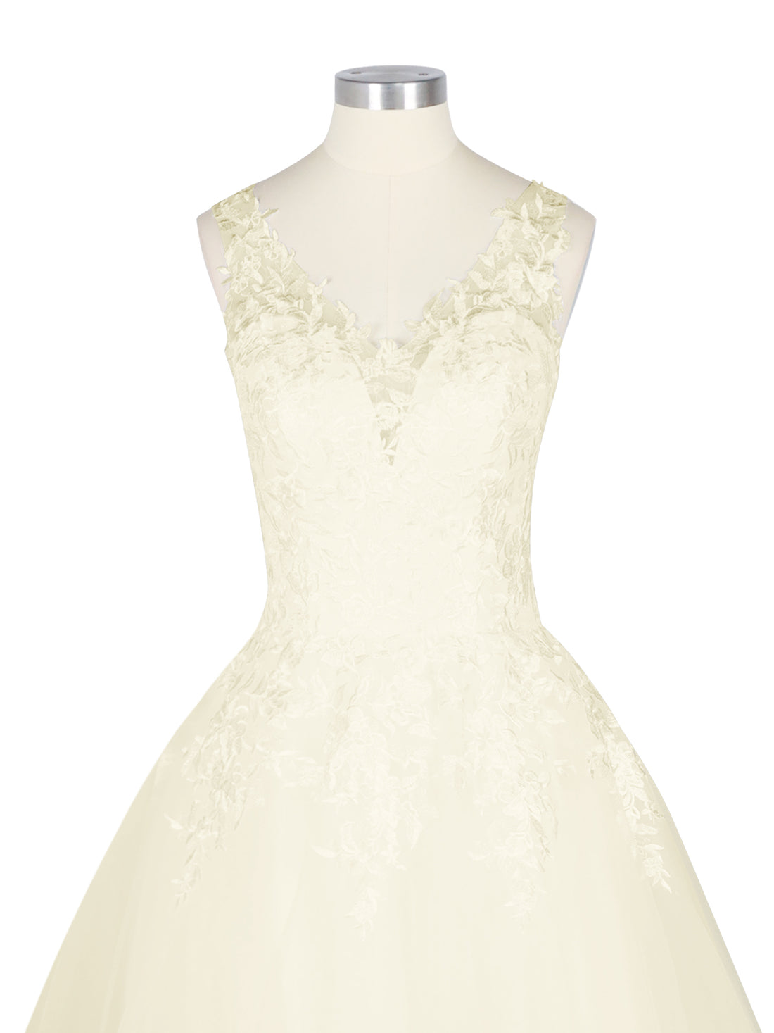 Wide Straps Applique Wedding Dress 