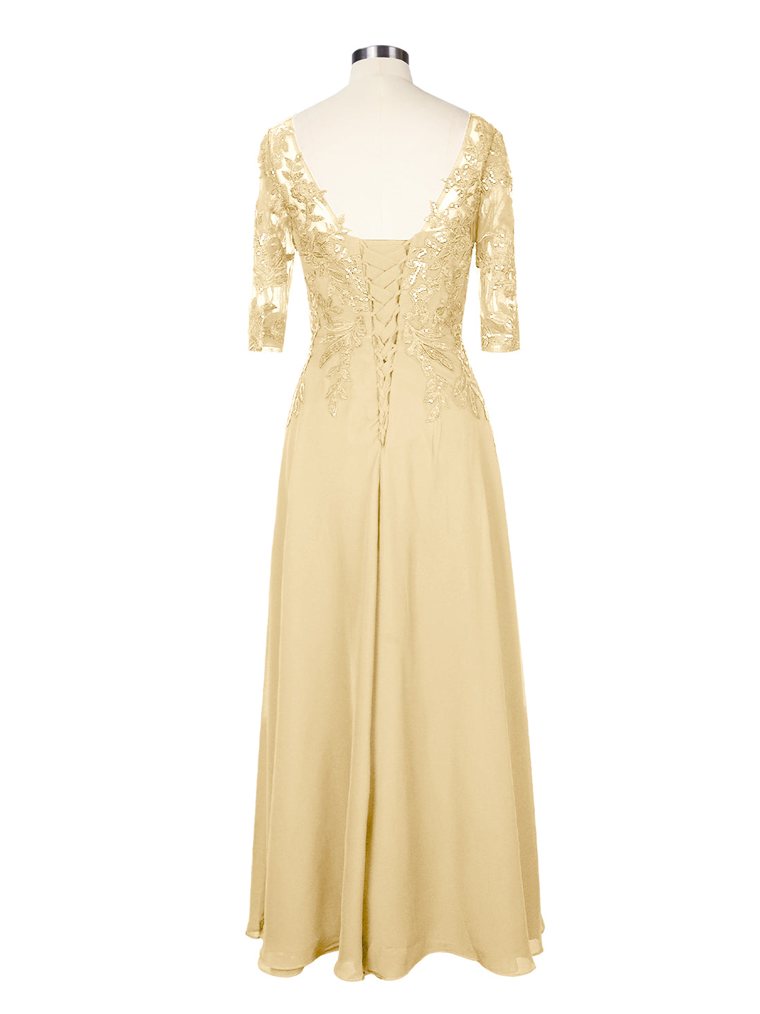 Applique V-Neck Chiffon Dress 