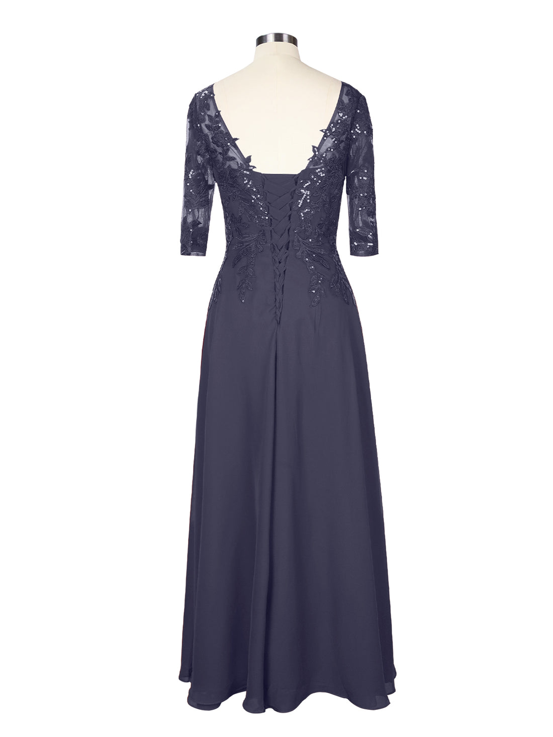 Applique V-Neck Chiffon Dress 