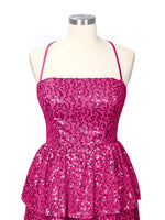 Sequined Halter Flare Mini Dress 