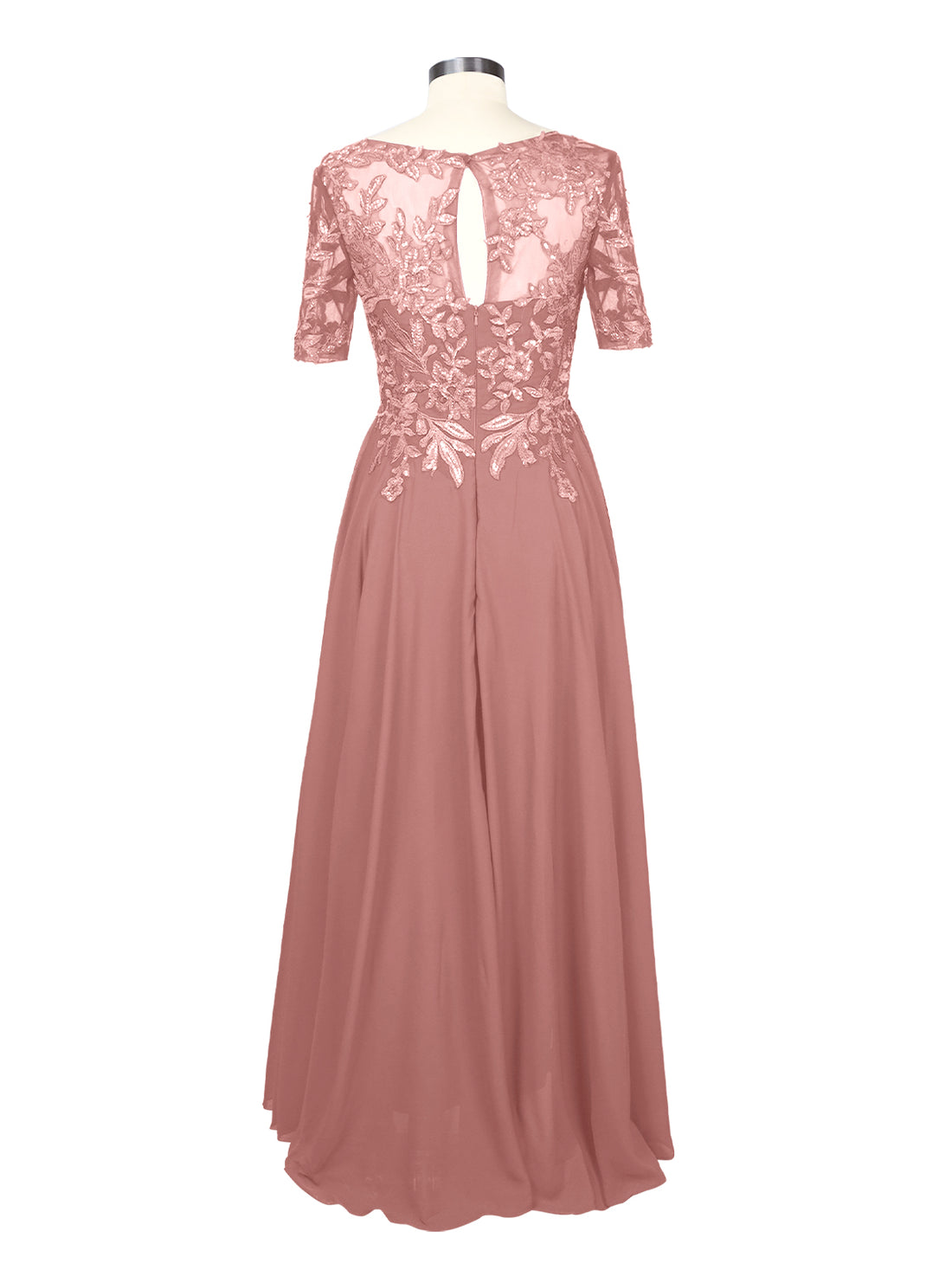 Applique Half Sleeves Chiffon Dress 