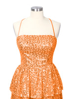 Sequined Halter Flare Mini Dress 