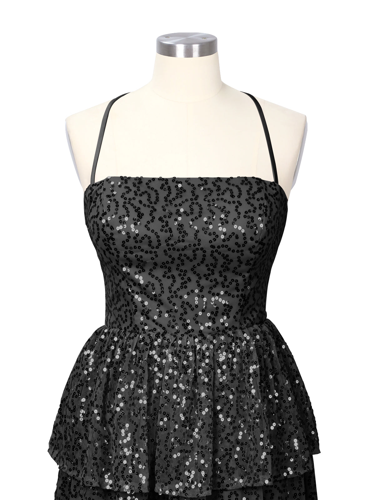 Sequined Halter Flare Mini Dress 