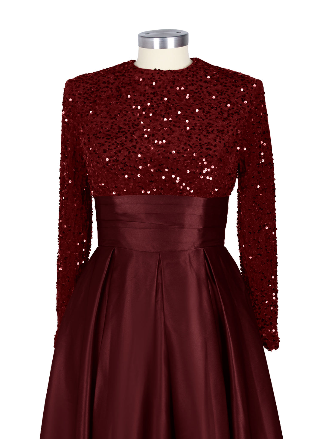 Sequined Boat Long Sleeves Dress 