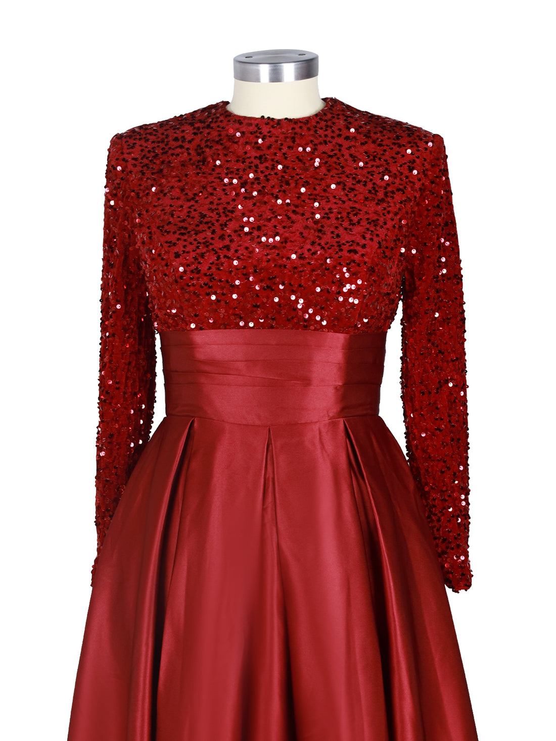 Sequined Boat Long Sleeves Dress 