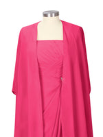 Ruched Chiffon Two-Piece Dress Set 