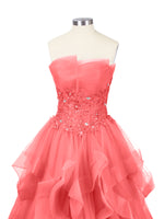Tiered Strapless Prom Dress 