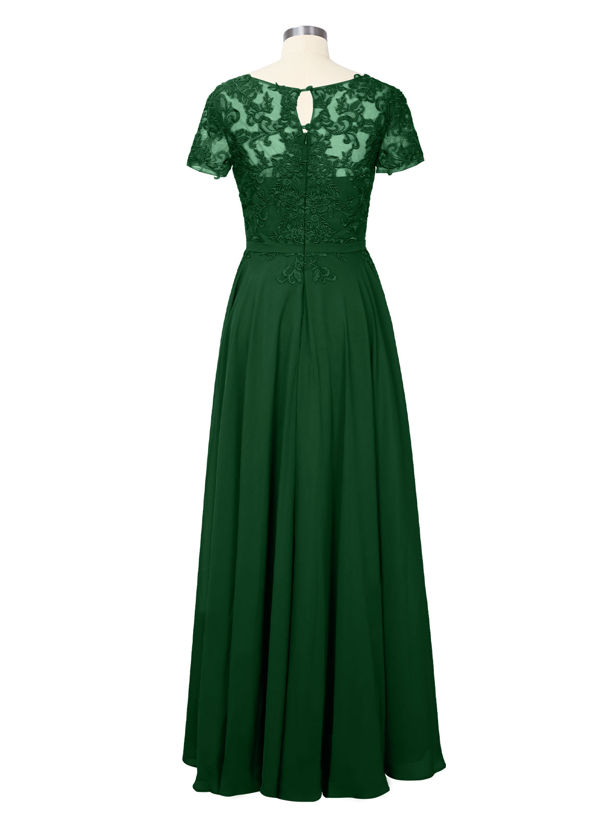 Illusion Applique Chiffon Dress 