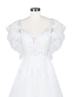 Illusion Tulle Applique Wedding Dress 