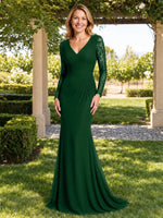 Mermaid Mother of the Bride Dress with Long Lace Sleeves 